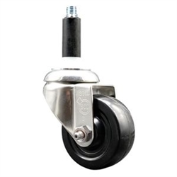 Service Caster #20 Series 3/4 inch expanding adapter stem Grade 316 stainless steel swivel casters with a 3 inch hard rubber wheel provide a washable caster solution.