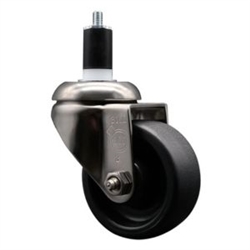 Service Caster #20 Series 1-1/2 inch expanding adapter stem Grade 316 stainless steel swivel casters with a 3 inch polyolefin wheel provide a washable caster solution.