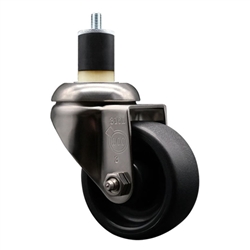 Service Caster #20 Series 1-7/8 inch expanding adapter stem Grade 316 stainless steel swivel casters with a 3 inch polyolefin wheel provide a washable caster solution.