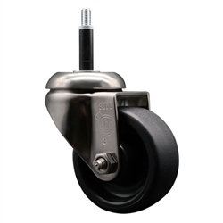 Service Caster #20 Series 3/4 inch expanding adapter stem Grade 316 stainless steel swivel casters with a 3 inch polyolefin wheel provide a washable caster solution.