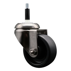 Service Caster #20 Series 7/8 inch expanding adapter stem Grade 316 stainless steel swivel casters with a 3 inch polyolefin wheel provide a washable caster solution.