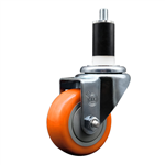 Service Caster 1-3/8 inch expanding stem 316 stainless steel swivel caster with a 3 inch orange polyurethane wheel. Featuring stainless steel components, these casters are ideal for any equipment with round or square tube legs.