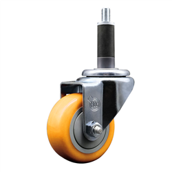 Service Caster 1 inch expanding stem 316 stainless steel swivel caster with a 3 inch yellow polyurethane wheel. Featuring stainless steel components, these casters are ideal for any equipment with round or square tube legs.