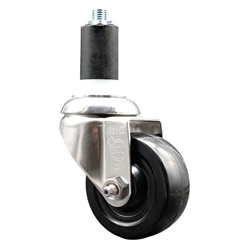 Service Caster #20 Series 1-1/2 inch expanding adapter stem Grade 316 stainless steel swivel casters with a 3 inch soft rubber wheel provide a washable caster solution.