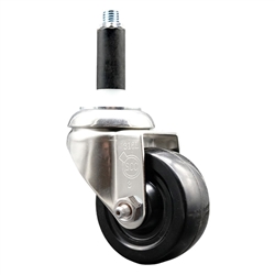 3/4 inch expanding adapter stem Grade 316 stainless steel swivel casters with a 3 inch soft rubber wheel