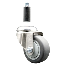 3/4 inch expanding adapter stem Grade 316 stainless steel swivel casters with 3 inch thermoplastic rubber tread wheel