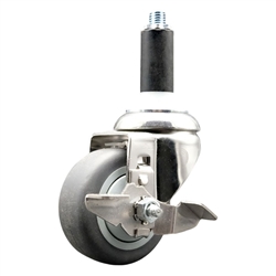 1 inch expanding adapter stem Grade 316 stainless steel swivel casters with 3 inch thermoplastic rubber tread wheel and brake