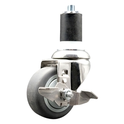 1-7/8 inch expanding adapter stem Grade 316 stainless steel swivel casters with 3 inch thermoplastic rubber tread wheel and brake