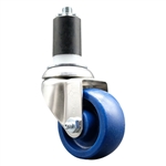 Service Caster #20 Series 1-5/8 inch expanding adapter stem Grade 316 stainless steel swivel casters with a 3-1/2 inch solid blue polyurethane wheel provide a washable caster solution.