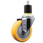 Service Caster 1-7/8 inch expanding stem 316 stainless steel swivel caster with a 4 inch yellow polyurethane wheel. Featuring stainless steel components, these casters are ideal for any equipment with round or square tube legs.