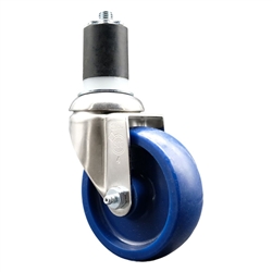 Service Caster #20 Series 1-7/8 inch expanding adapter stem Grade 316 stainless steel swivel casters with a 4 inch solid blue polyurethane wheel provide a washable caster solution.