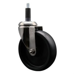 Service Caster #20 Series 1 inch expanding adapter stem Grade 316 stainless steel swivel casters with a 5 inch polyolefin wheel provide a washable caster solution.