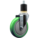 Service Caster 1-7/8 inch expanding stem 316 stainless steel swivel caster with a 5 inch green polyurethane wheel. Featuring stainless steel components, these casters are ideal for any equipment with round or square tube legs.