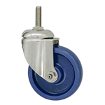 4" Stainless Steel Grade 316 Threaded Stem Swivel Caster with Solid Polyurethane Wheel