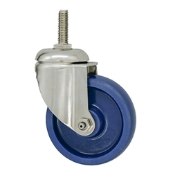 4" Stainless Steel Grade 316 Threaded Stem Swivel Caster with Solid Polyurethane Wheel