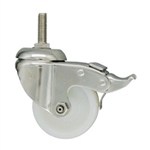 3 Inch Stainless Steel Threaded Stem Swivel Caster with White Nylon Wheel and Total Lock