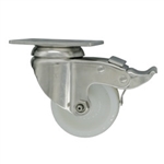 3 Inch Stainless Steel Swivel Caster with White Nylon Wheel and Total Lock