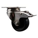 Service Caster #20 Series Grade 316 stainless steel swivel casters with 3 inch polyolefin wheel and total lock provide a washable caster solution.