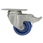 3" Stainless Steel Swivel Caster with Solid Polyurethane Wheel and Total Lock Brake
