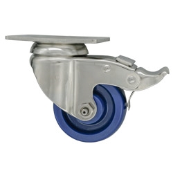 3" Stainless Steel Swivel Caster with Solid Polyurethane Wheel and Total Lock Brake