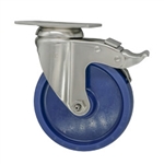 5" Stainless Steel Swivel Caster with Solid Polyurethane Wheel and Total Lock Brake