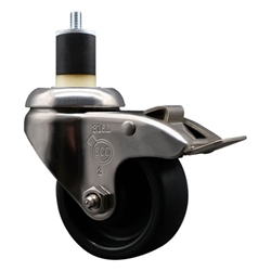 Service Caster #20 Series 1-7/8 inch expanding adapter stem Grade 316 stainless steel swivel casters with a 3 inch polyolefin wheel and total lock provide a washable caster solution.