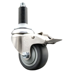 1 inch expanding adapter stem Grade 316 stainless steel swivel casters with 3 inch thermoplastic rubber tread wheel and total lock