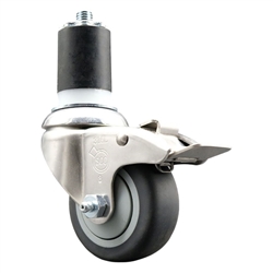 1-7/8 inch expanding adapter stem Grade 316 stainless steel swivel casters with 3 inch thermoplastic rubber tread wheel and total lock
