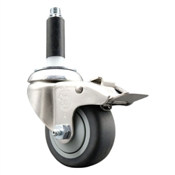 3/4 inch expanding adapter stem Grade 316 stainless steel swivel casters with 3 inch thermoplastic rubber tread wheel and total lock