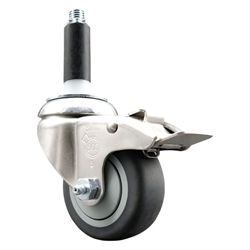 7/8 inch expanding adapter stem Grade 316 stainless steel swivel casters with 3 inch thermoplastic rubber tread wheel and total lock