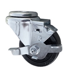 3" Stainless Steel Swivel Caster with bolt hole, hard rubber wheel and brake