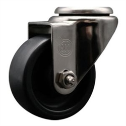 Service Caster #20 Series stainless steel bolt hole swivel casters with 3 inch polyolefin wheel provide a washable caster solution.