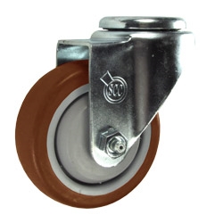 3" Stainless Steel Bolt Hole Caster with Maroon Polyurethane Tread