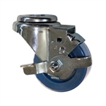 3" Stainless Steel Bolt Hole Swivel Caster with Solid Polyurethane and brake