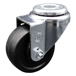 Service Caster #20 Series stainless steel bolt hole swivel casters with 3 inch soft rubber wheel provide a washable caster solution.