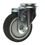 3-1/2" Stainless Steel Bolt Hole Caster with Black Polyurethane Tread