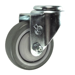 3-1/2" Stainless Steel Bolt Hole Caster with Gray Polyurethane Tread