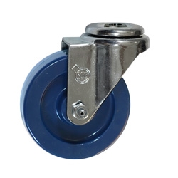 3-1/2" Stainless Steel Bolt Hole Swivel Caster with Solid Polyurethane Wheel