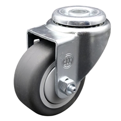 Stainless steel bolt hole swivel casters with 3-1/2 inch thermoplastic rubber tread wheel