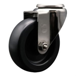 Service Caster #20 Series stainless steel bolt hole swivel casters with 4 inch polyolefin wheel provide a washable caster solution.