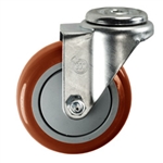 4" Stainless Steel Bolt Hole Caster with Maroon Polyurethane Tread