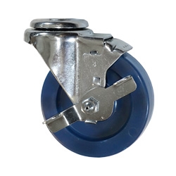 4" Stainless Steel Bolt Hole Swivel Caster with Solid Polyurethane and brake