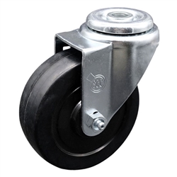 Service Caster #20 Series stainless steel bolt hole swivel casters with 4 inch soft rubber wheel provide a washable caster solution.