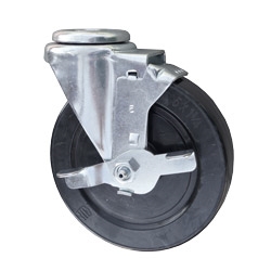 5" Stainless Steel Swivel Caster with bolt hole, hard rubber wheel and brake