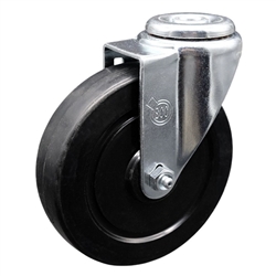 Service Caster #20 Series stainless steel bolt hole swivel casters with 5 inch soft rubber wheel provide a washable caster solution.