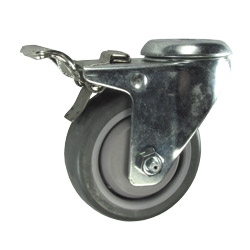 3" Stainless Steel Bolt Hole Caster with Polyurethane Tread and Total Lock