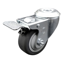 Stainless steel bolt hole swivel casters with 3 inch thermoplastic rubber tread wheel and total lock
