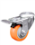 Service Caster #20 Series stainless steel swivel caster with brake and 3.5 inch Orange polyurethane wheel. These casters are ideal for commercial kitchens, food processing, carts, equipment, and DIY project requiring regular wash down or in wet areas.