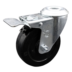 Service Caster #20 Series stainless steel bolt hole swivel casters with 4 inch soft rubber wheel and total lock provide a washable caster solution.