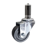 3" Stainless Steel Expanding Stem Swivel Caster with Hard Rubber Wheel